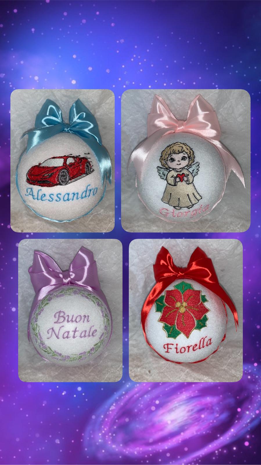 Palline di Natale personalizzate con nomi ricamati